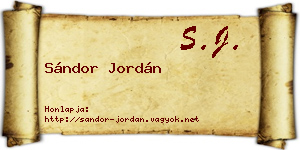 Sándor Jordán névjegykártya